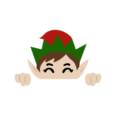 Christmas Elf Peeking Festive Holiday