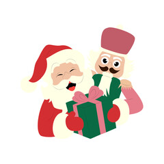 Santa Nutcracker Christmas Gift Joyful Illustration