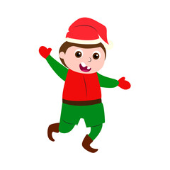Jolly Christmas Elf Jumping Joyfully