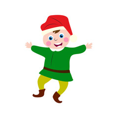Joyful Christmas Elf Jumping Cartoon