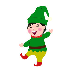 Happy Christmas Elf Cartoon Illustration