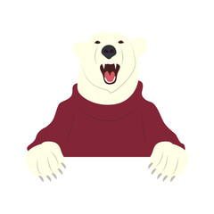 Polar Bear Red Sweater Sign