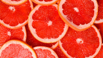 Grapefruit pattern. Top view citrus fruits. Close up.