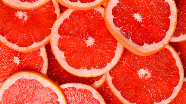 Naklejki Grapefruit pattern. Top view citrus fruits. Close up.