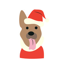 German Shepherd Dog Santa Hat Christmas