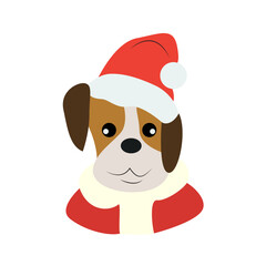Cute Beagle Dog Christmas Santa Hat