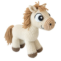 A crocheted A cute Horse, isolated on a transparent background