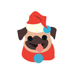 Cute Pug Christmas Santa Hat Design