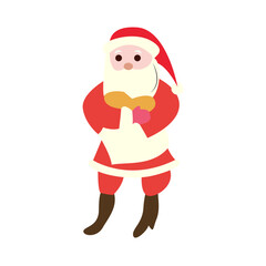 Cartoon Santa Claus Holding Gift
