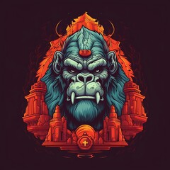 Angry Gorilla Ancient City Portrait.