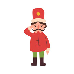 Nutcracker Soldier Saluting Cartoon Illustration
