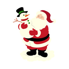Santa Claus Hugging Snowman Winter Holiday