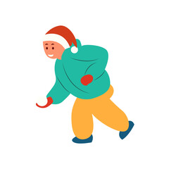 Child Playing Snowball Winter Fun Cartoon