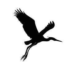 Silhouette of a heron flying vector wildlife nature graphic design