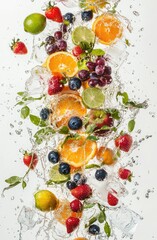 Fresh fruits and water splash
