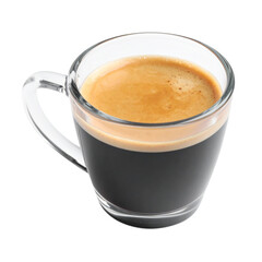 Cup of cappuccino with coffee foam on white background