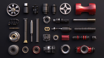Obraz premium This set of car parts includes everything needed for maintenance and repair.
