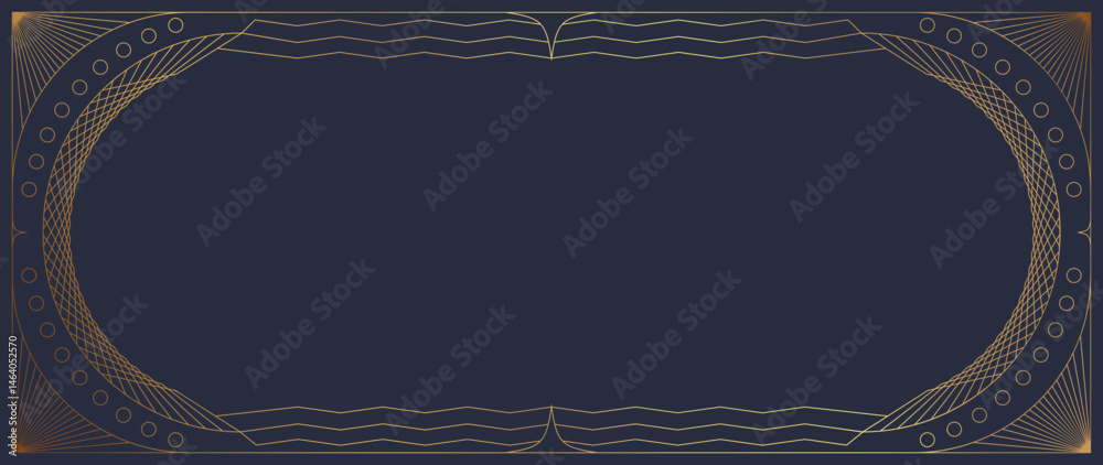 Wall mural luxury art deco gold frame background vector. abstract geometry frame and art deco pattern backgroun