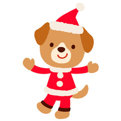 かわいいイヌのサンタクロース　クリスマス