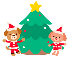 かわいいイヌのサンタクロース　クリスマス　メッセージカード