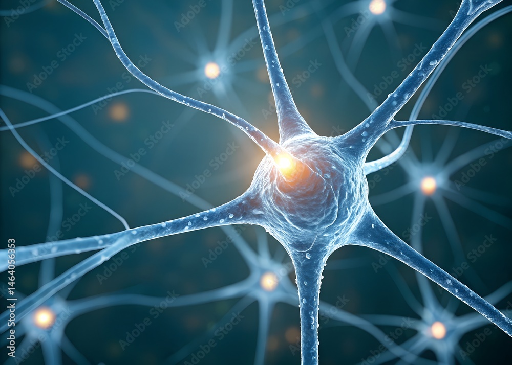 Wall mural neural network brain neuron cell microscopic view