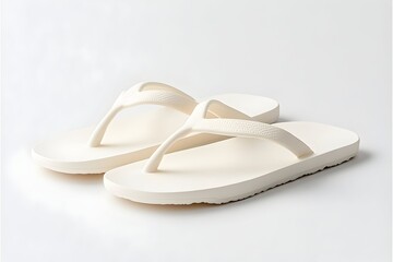 Minimalist off-white flip-flops with a simple thong design and flat sole