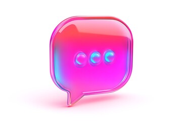 Fototapeta premium 3D Style Glowing Chat Bubble Icon with Sleek Rounded Edges