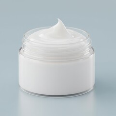 Realistic Image of Moisturizing Cream Jar on Light Blue Background