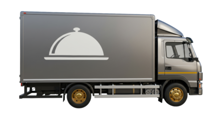 Isolated Silver Catering Truck for Food Delivery Services