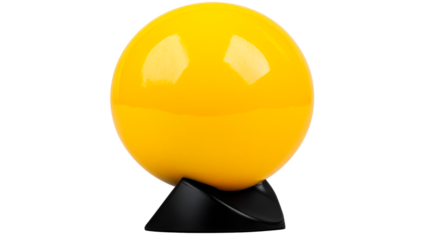 Yellow Sphere on Base Object, Round Ball, Geometric, Cut out transparent