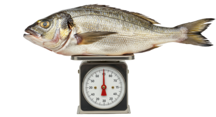 Isolated Fresh Fish on Vintage Weighing Scale