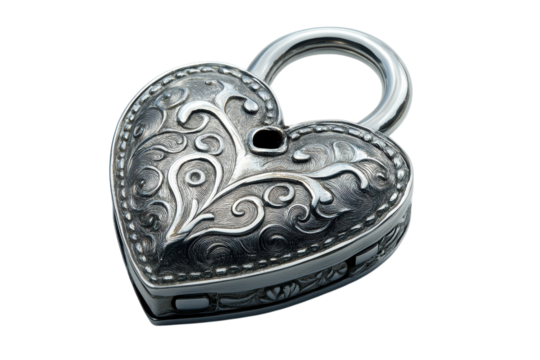 Ornate heart shaped padlock