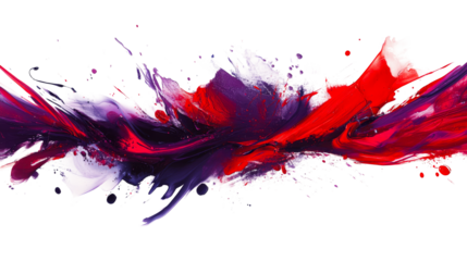 Vibrant color splash with red and violet shades, cut out transparent
