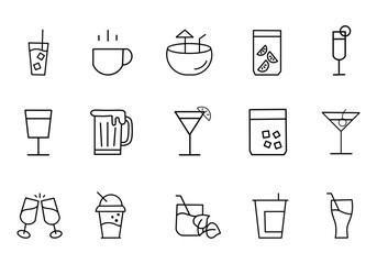 Icon Drink Outline Element Set