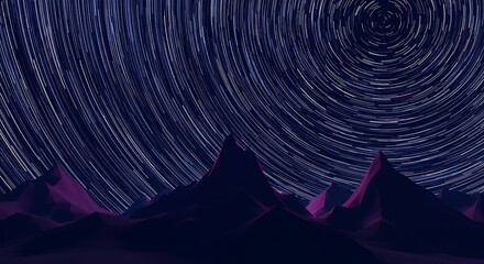 Night Sky Star Trails Over Mountains