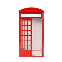 Fototapeta premium Blank red telephone booth isolated on transparent background