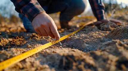 Person Measuring Soil with a Tape Measure