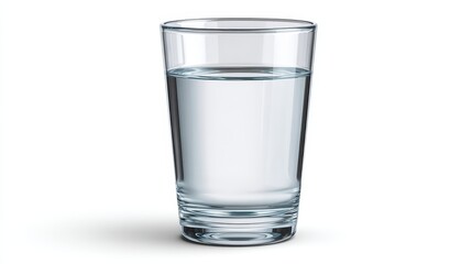 Crystalclear refreshment, a glass of pure water on pristine white background for minimalist aesthetic