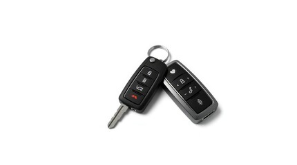 Sleek and modern car keys are displayed on a clean, white background with sharp focus and clarity.