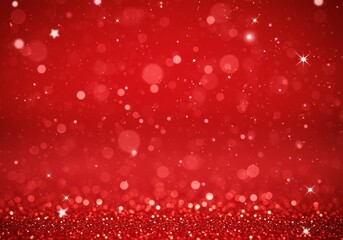Red Glittering Festive Background with Bokeh Lights and Shiny Texture