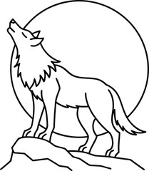 Howling Werewolf Line Art Illustration for Halloween