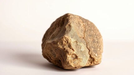 Obraz premium Close Up of a Single Textured Rock on White Surface Studio Shot