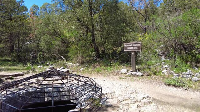 4K Ancient cistern with five partitions in Termessos Ruins, Pisidian city hidden in the Taurus Mountains (Gulluk Mountain) near Antalya, Turkey