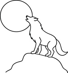 Howling Werewolf Line Art Illustration for Halloween