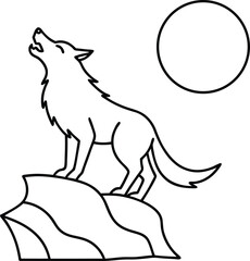 Howling Werewolf Line Art Illustration for Halloween