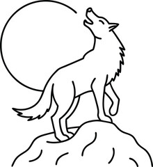 Howling Werewolf Line Art Illustration for Halloween
