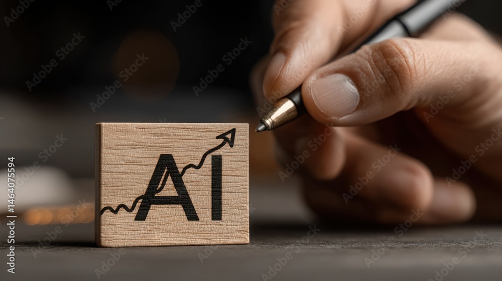 Poster visual representation of ai growth logic icon illustrating machine-led scaling formula for business 