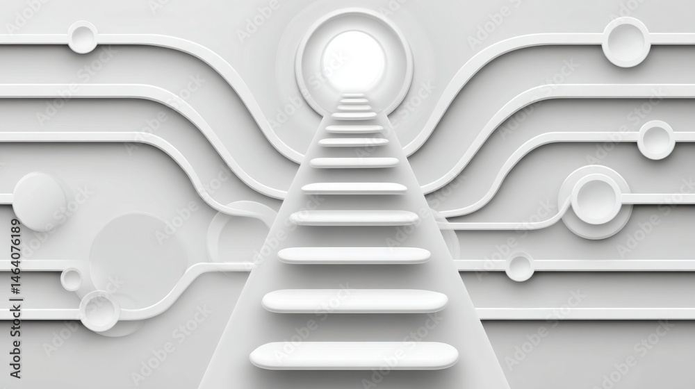 Poster smart ai logic ladder icon concept illustrating automation-based selling patterns and strategies for