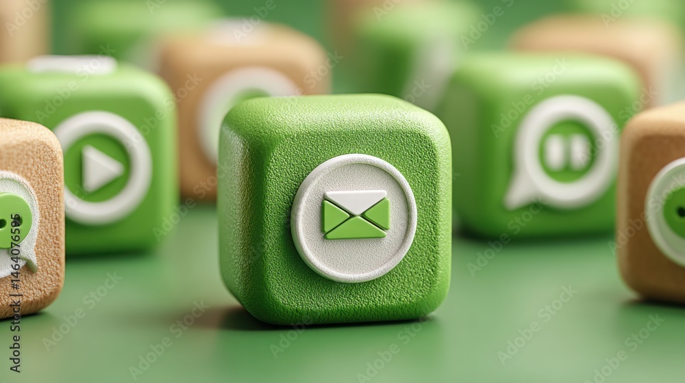 Poster ai marketing stream icon concept showcasing automated message delivery solutions for improved custom
