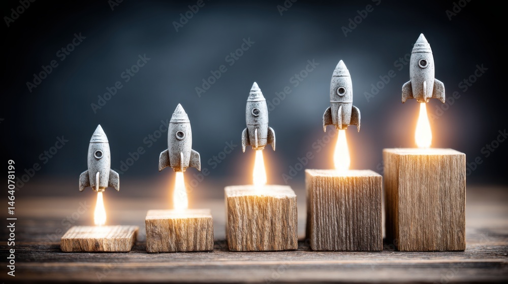 Poster strategic automated launch sequence icon concept featuring fibonacci principles for product developm